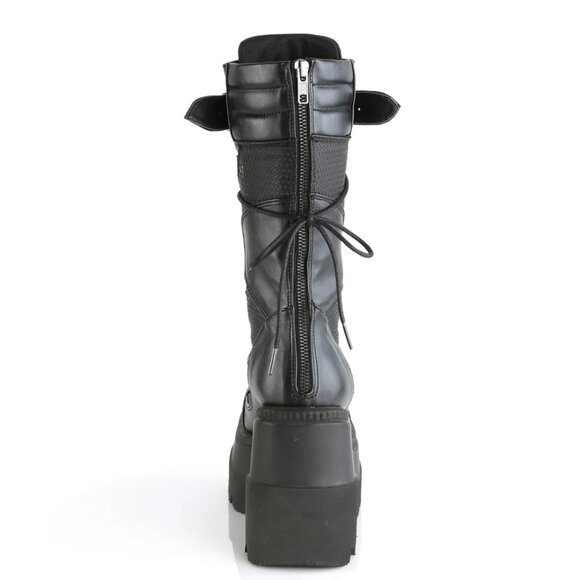 Demonia Shaker-70 Black Vegan Leather Mid-Calf Boots 9 - Picture 15 of 16